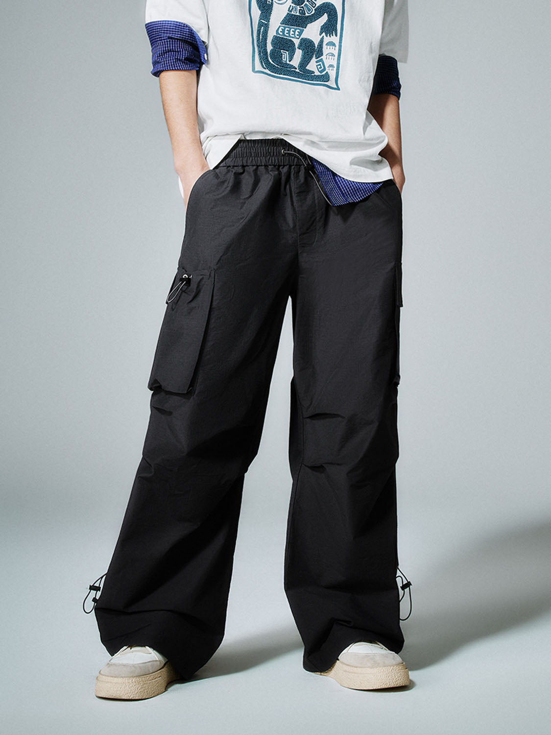 Flap Pocket Wide-Leg Pants