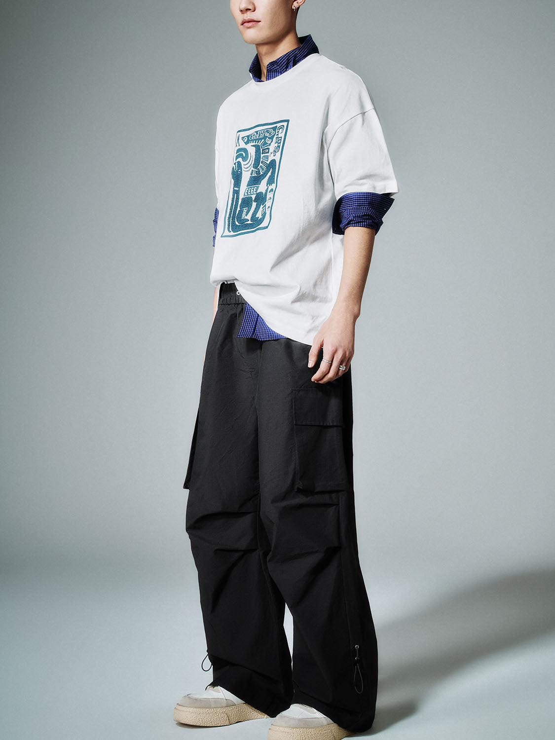 Flap Pocket Wide-Leg Pants