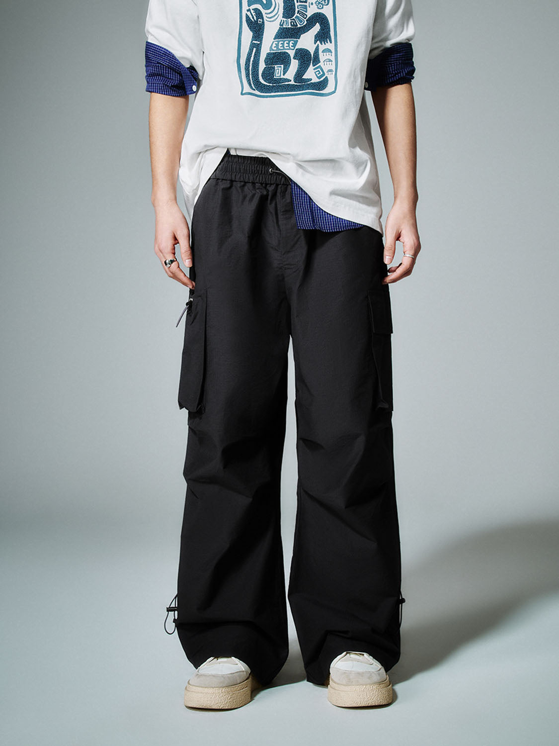 Flap Pocket Wide-Leg Pants