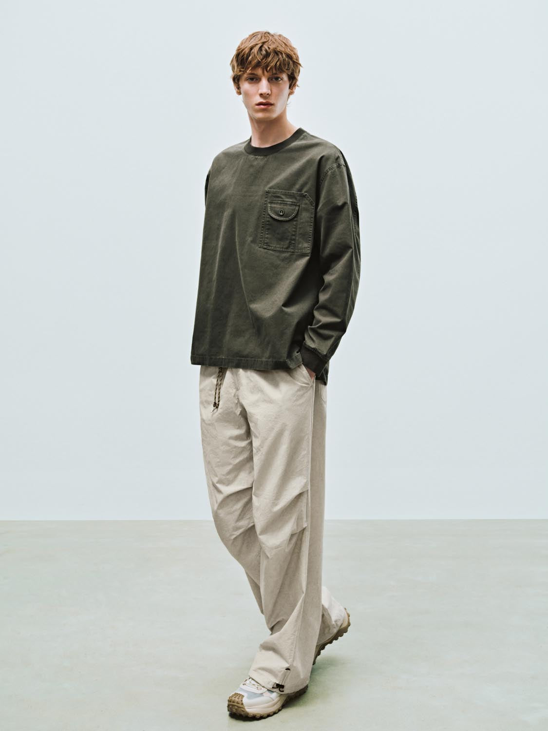 Ruched Wide-Leg Pants