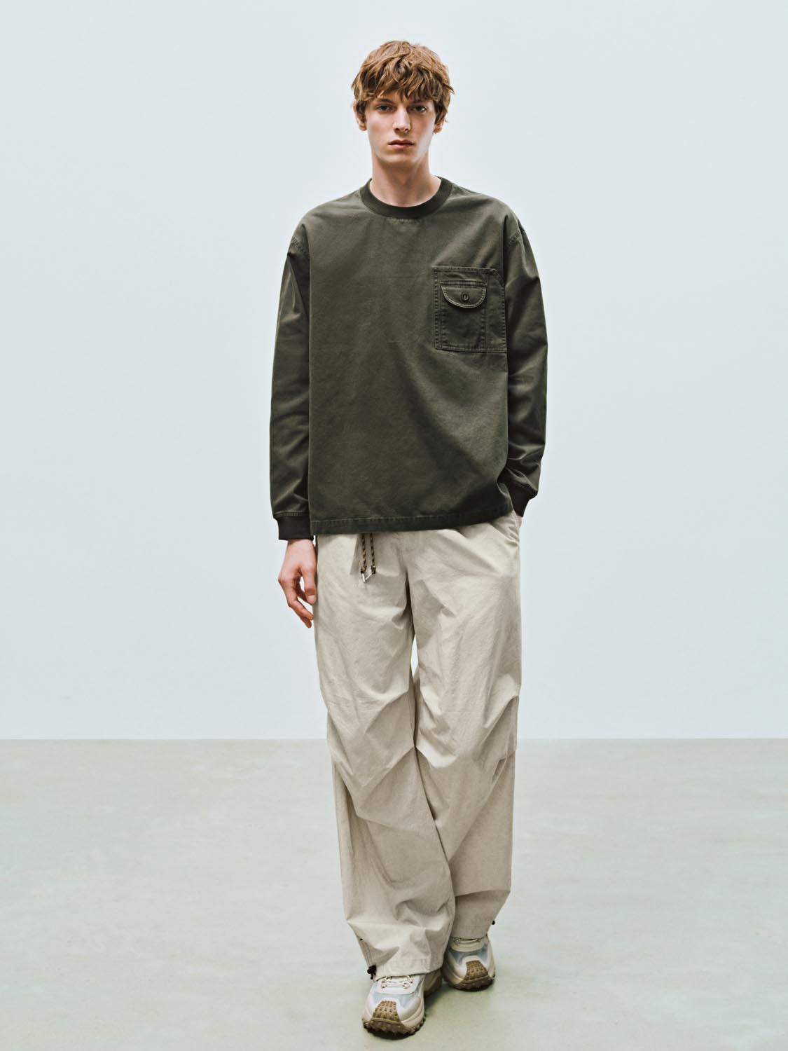 Ruched Wide-Leg Pants