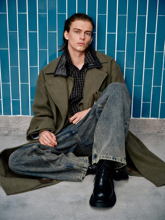 Stitch Detail Straight Leg Jeans