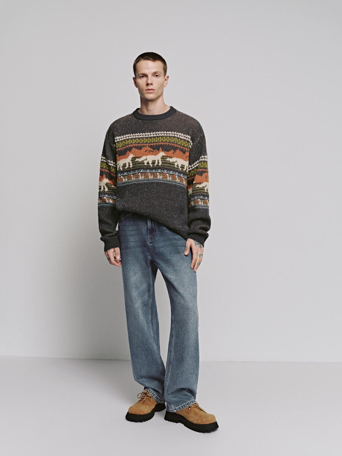 Stitch Detail Straight Leg Jeans