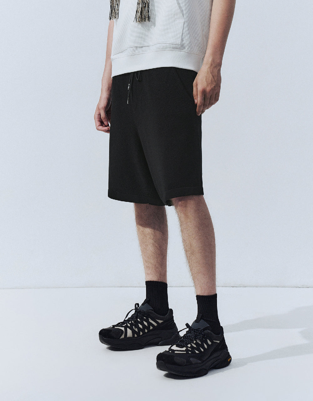 Drawstring Waist Knitted Shorts