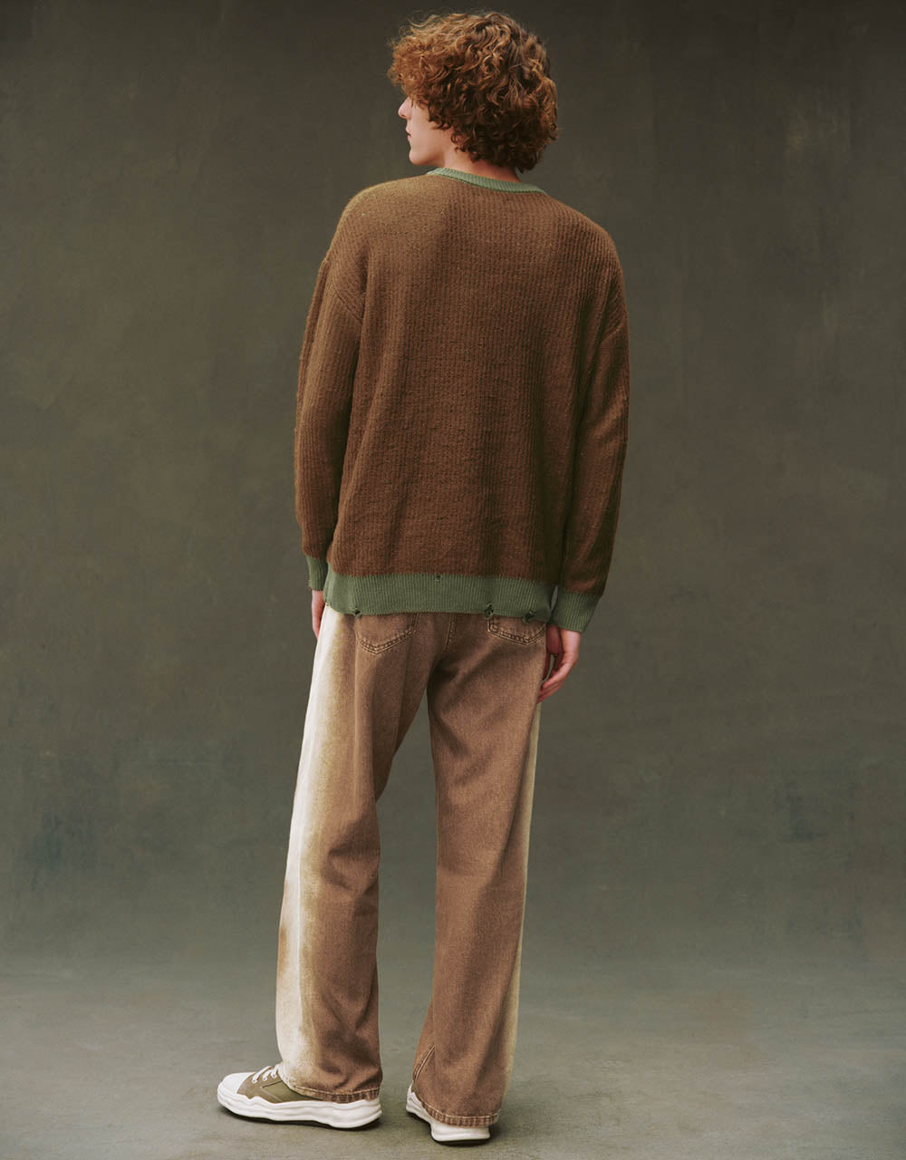 Drop Shoulder Sleeve Crew Neck Knitted T-Shirt