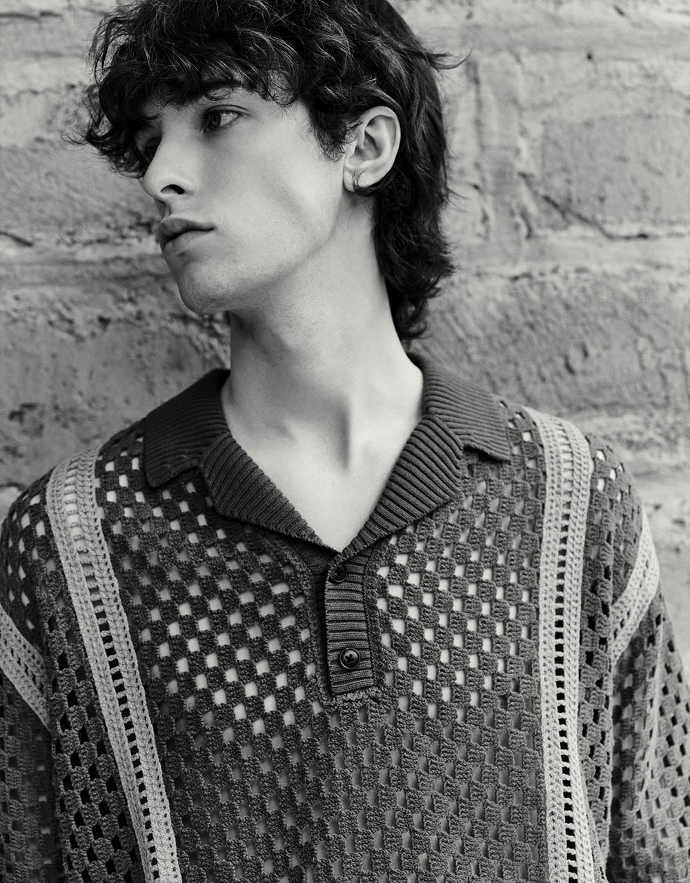 Crochet Lapel Knitted T-Shirt
