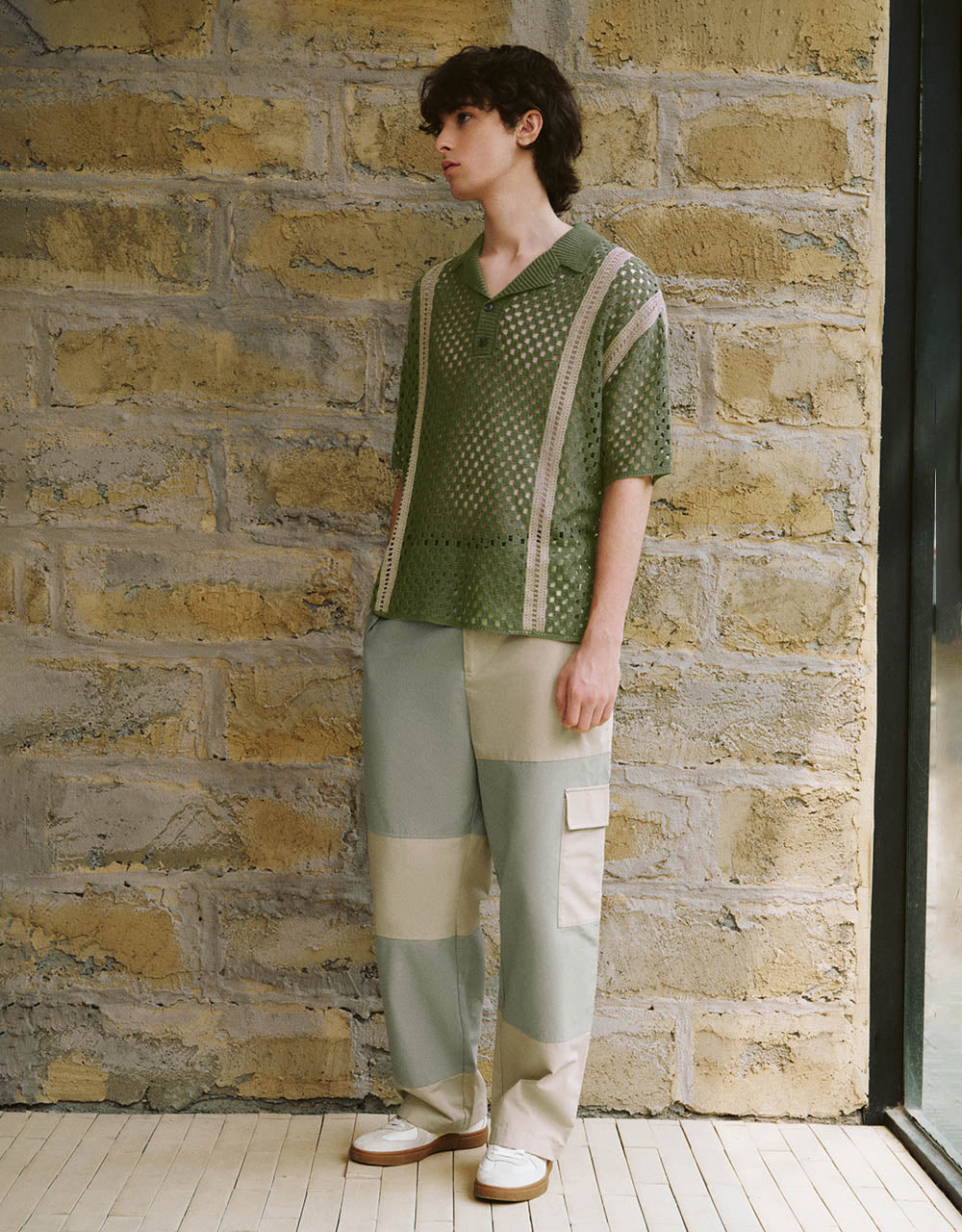 Crochet Lapel Knitted T-Shirt