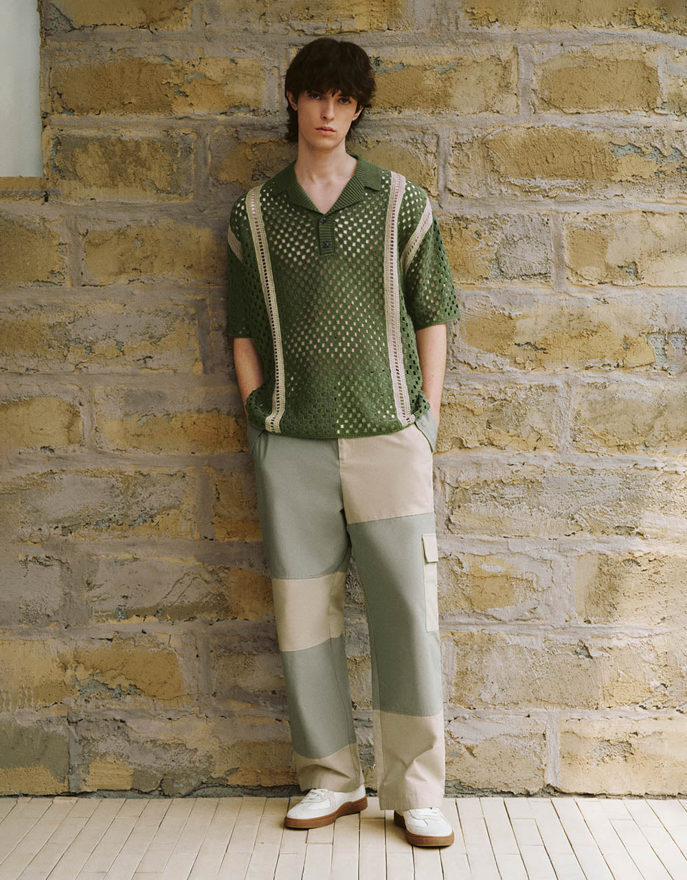 Crochet Lapel Knitted T-Shirt
