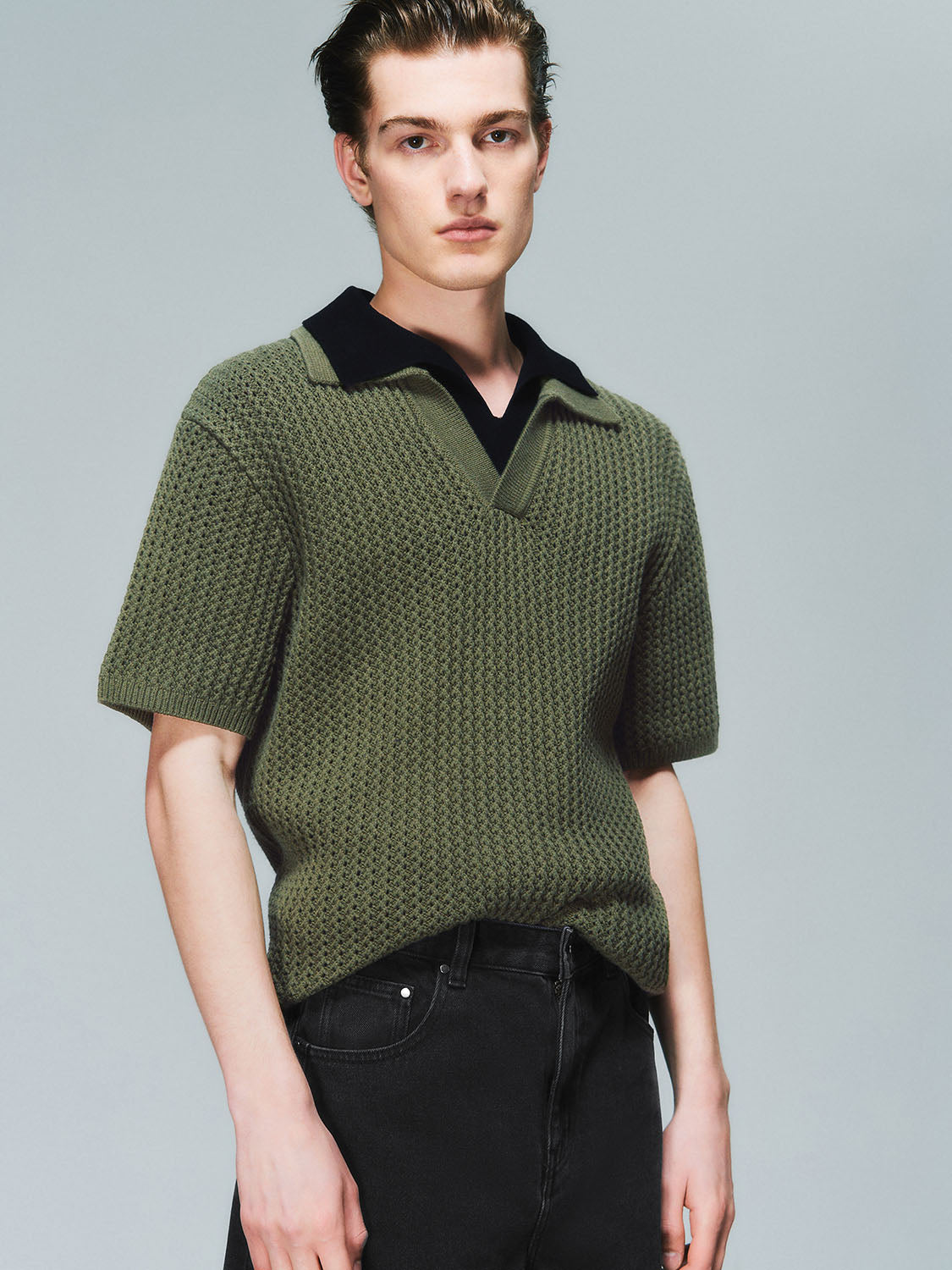 Lapel Crochet Short Sleeve T-Shirts