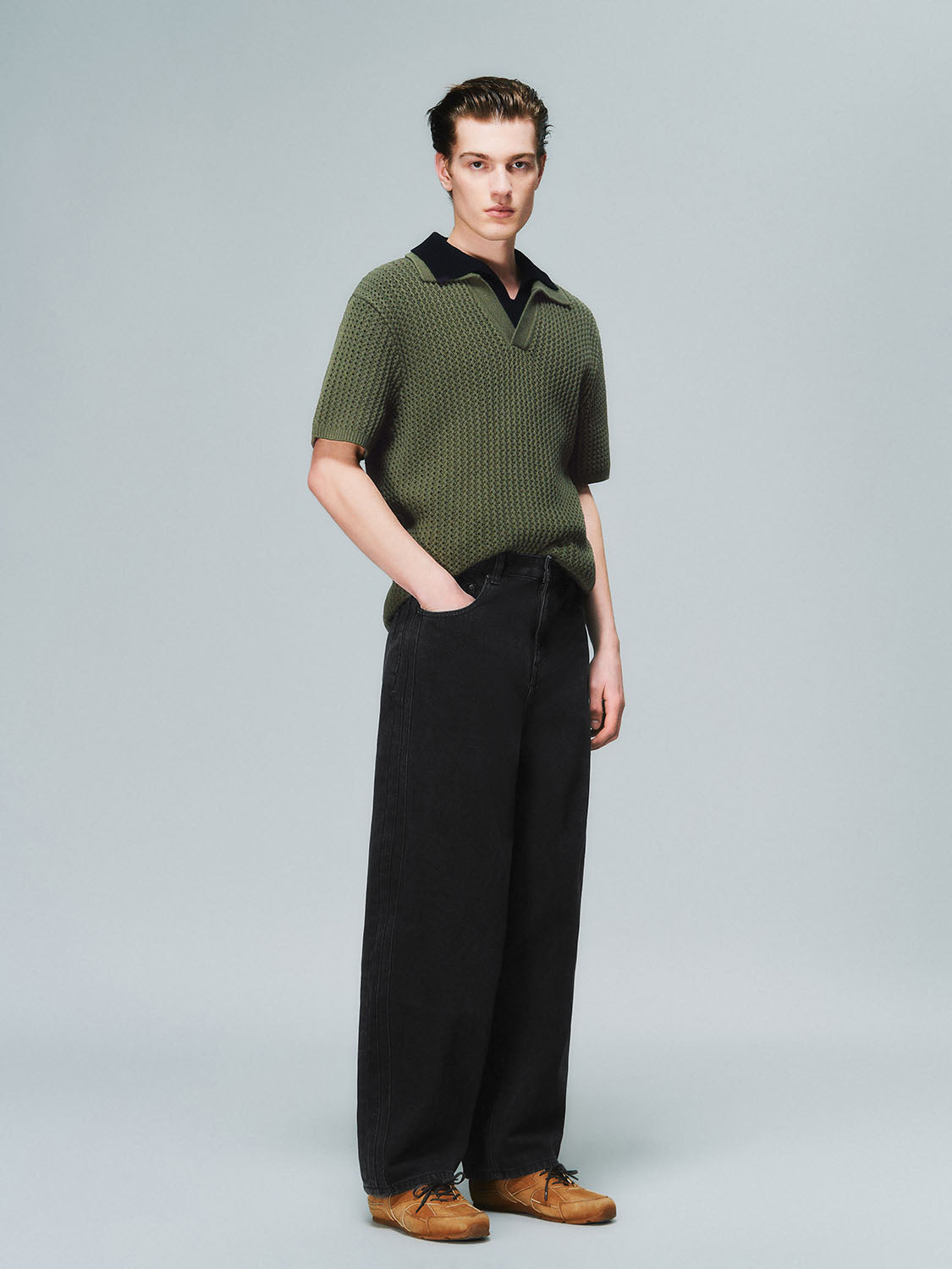Lapel Crochet Short Sleeve T-Shirts
