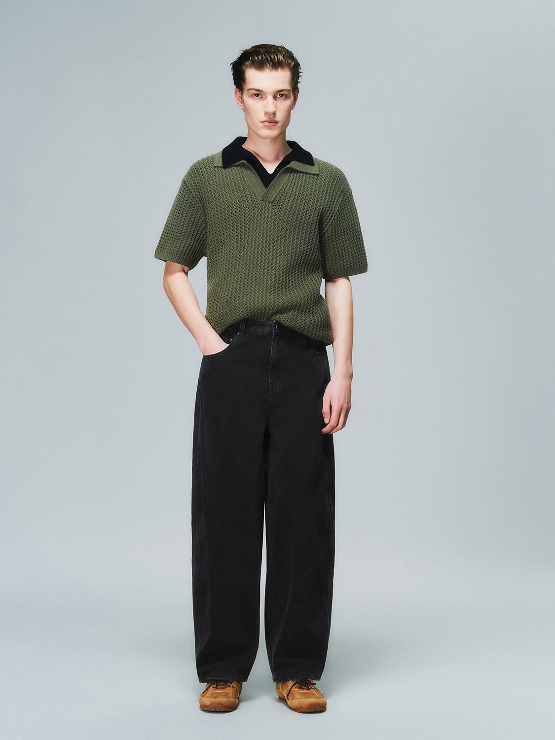 Lapel Crochet Short Sleeve T-Shirts