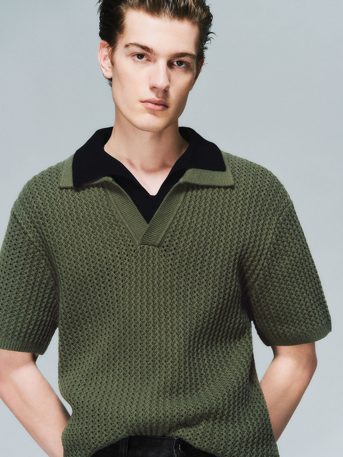 Lapel Crochet Short Sleeve T-Shirts