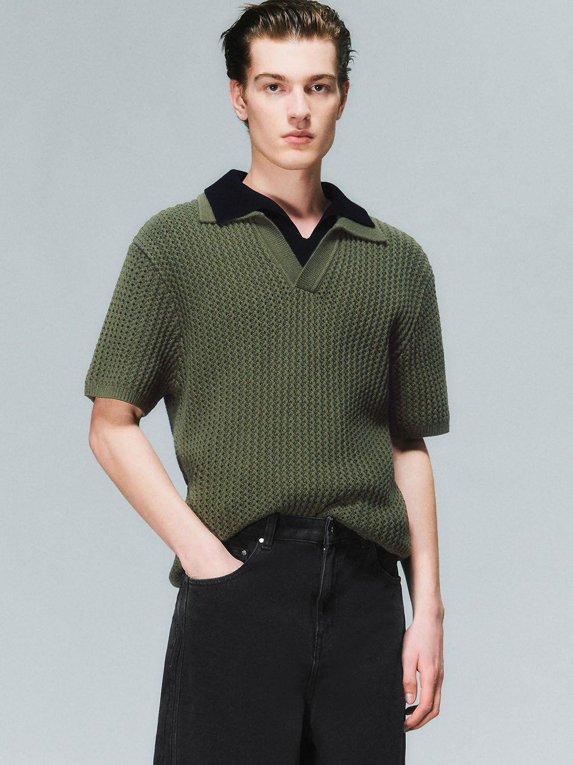 Lapel Crochet Short Sleeve T-Shirts