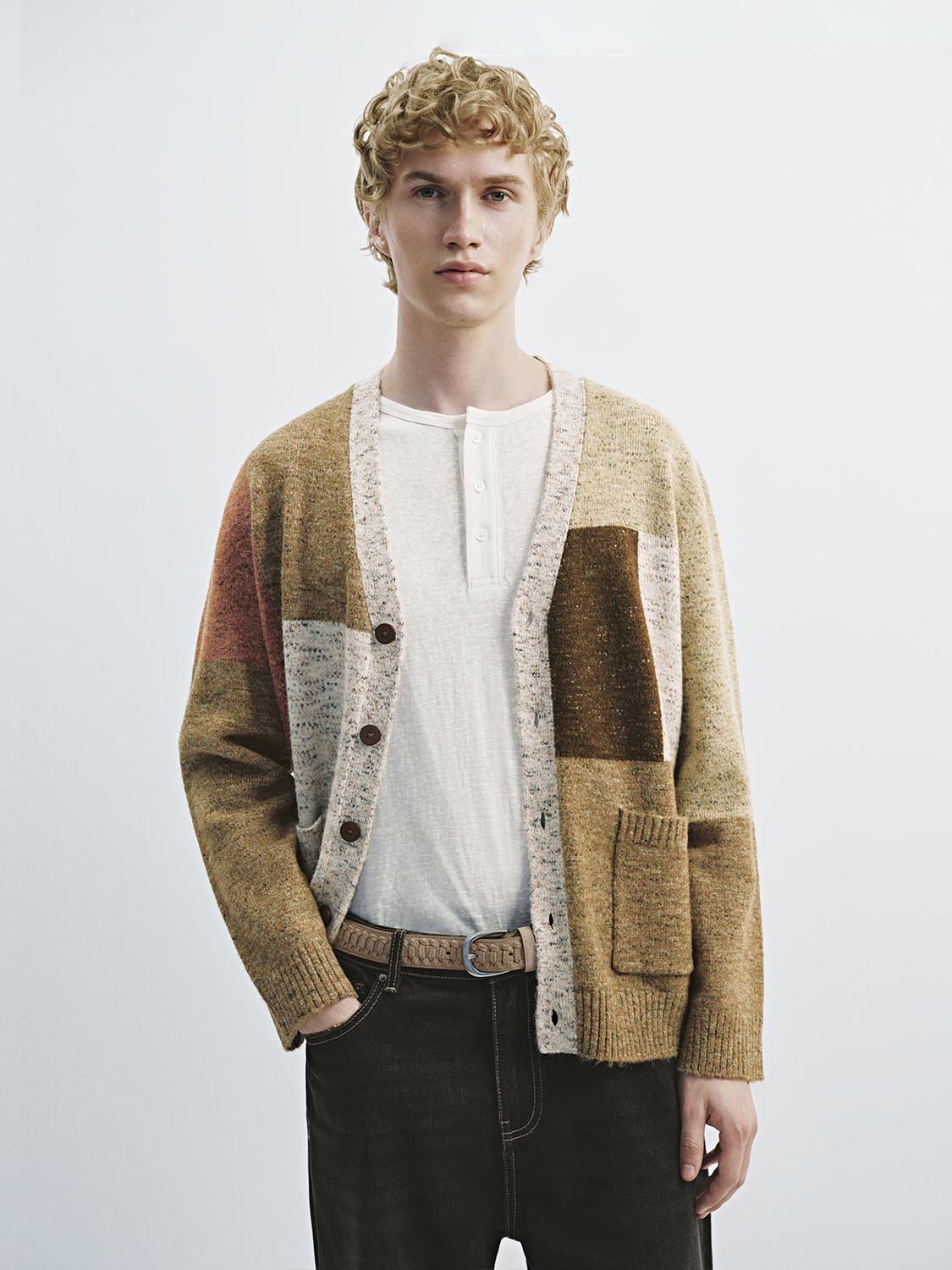 Colorblock Spliced Knitted Cardigans