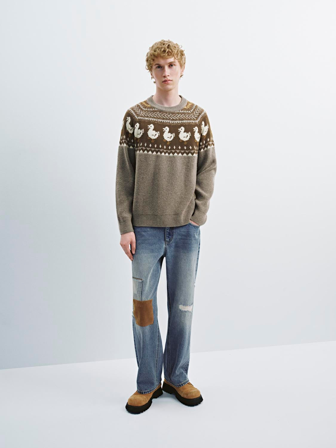 Graphic Long Sleeve Knitted T-Shirts