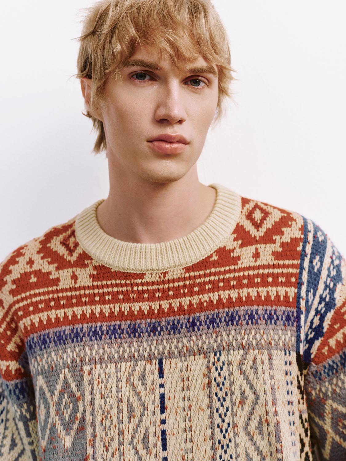 Spliced Long Sleeve Knitted T-Shirts