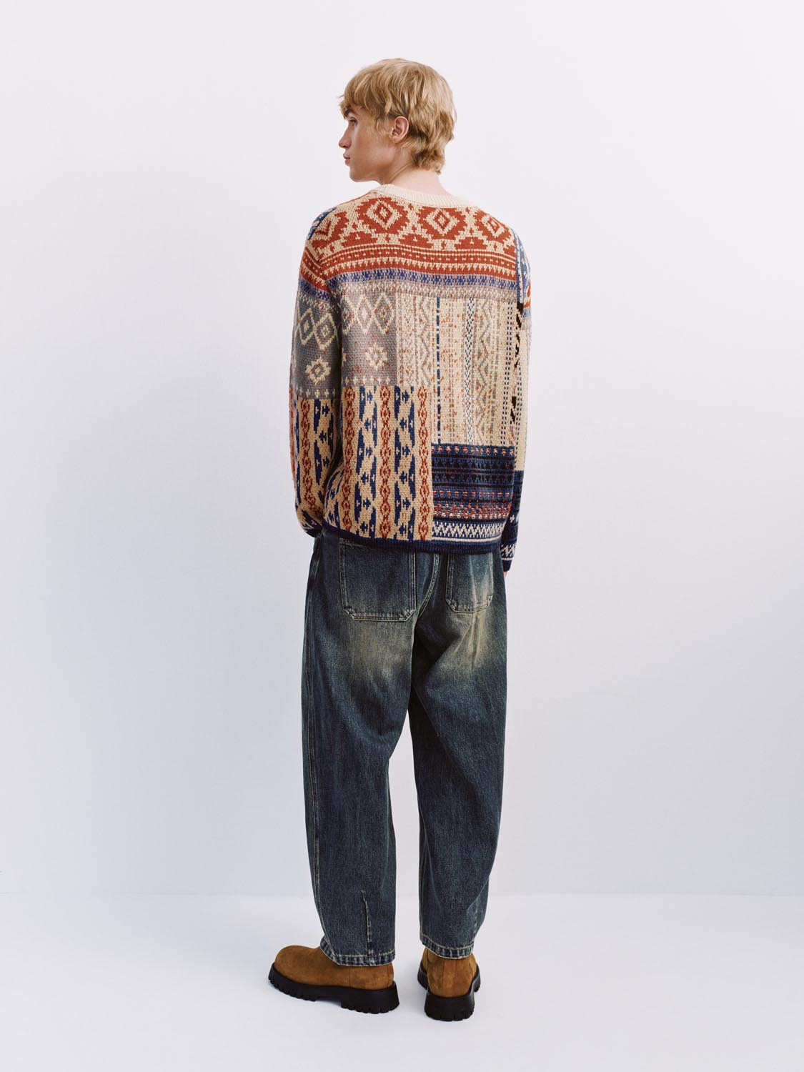 Spliced Long Sleeve Knitted T-Shirts