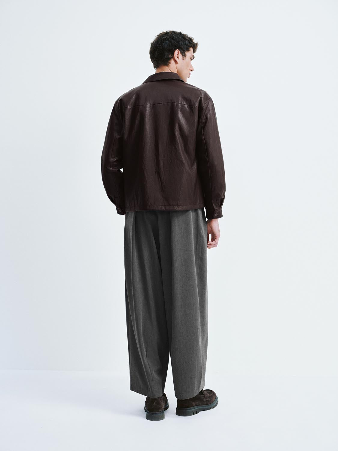 Faux Leather Button Up Jackets