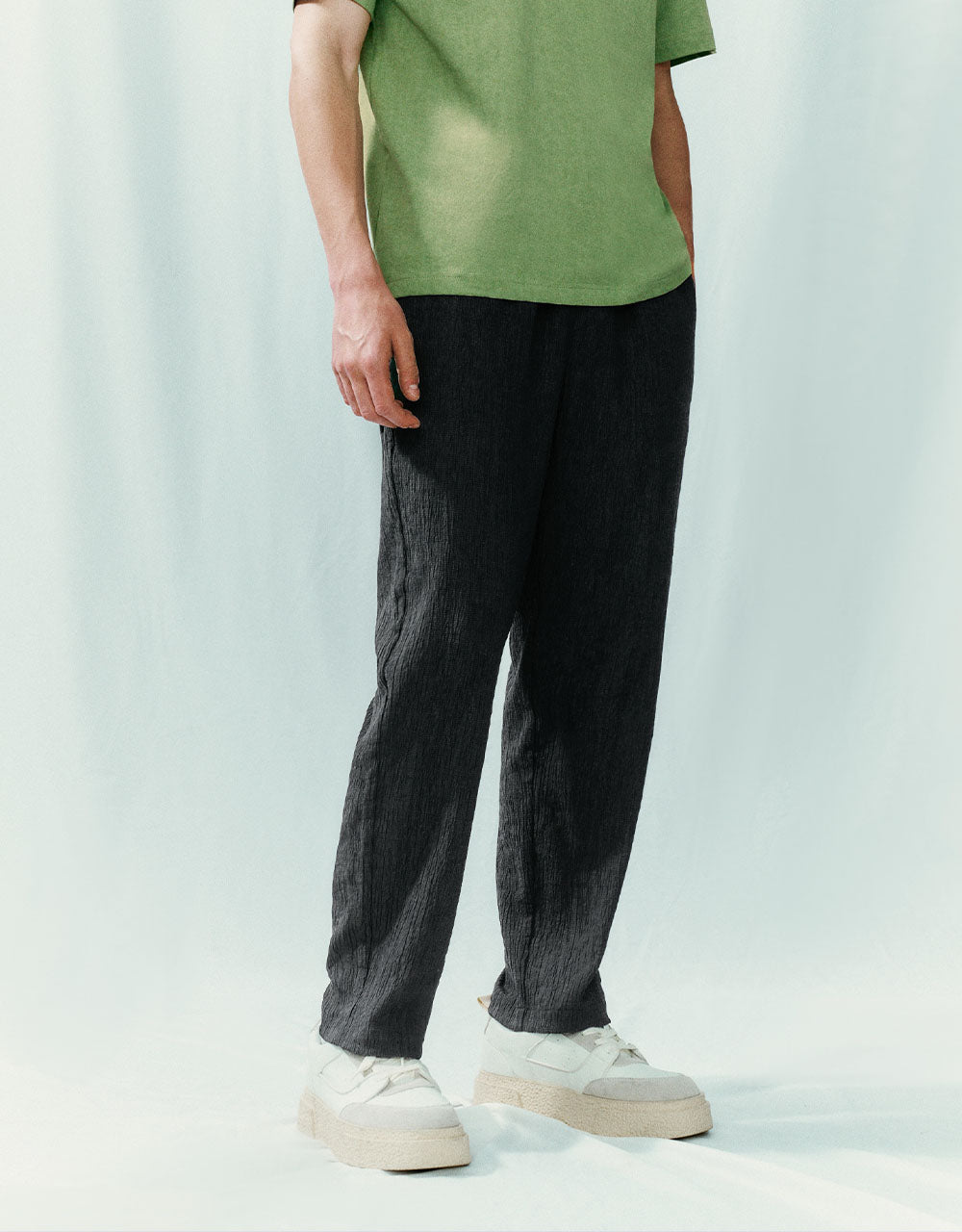 Elastic Waist Straight Pants