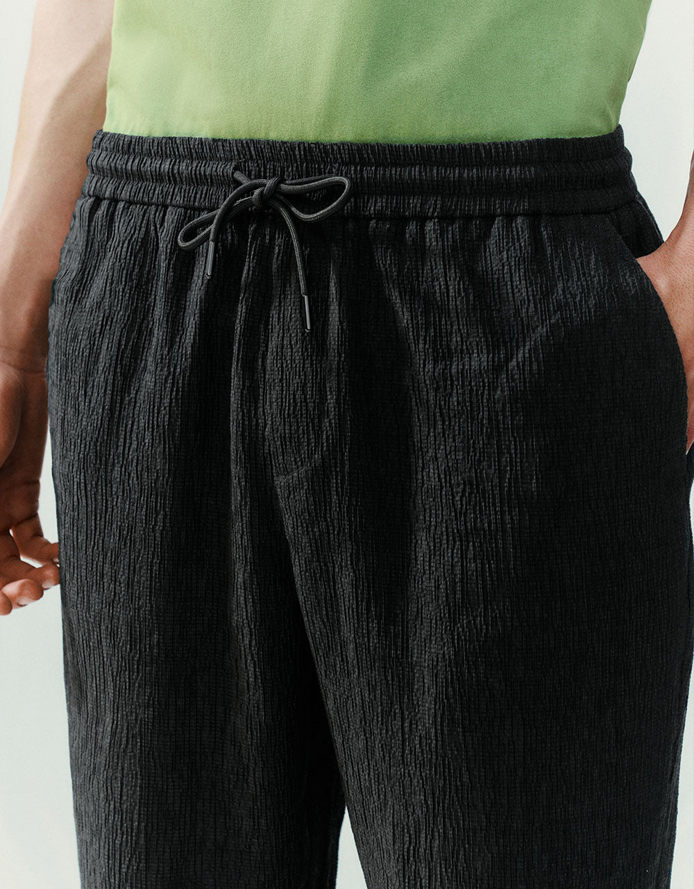 Elastic Waist Straight Pants