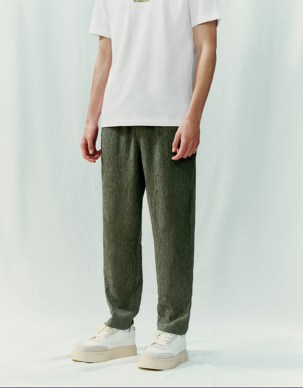 Elastic Waist Straight Pants