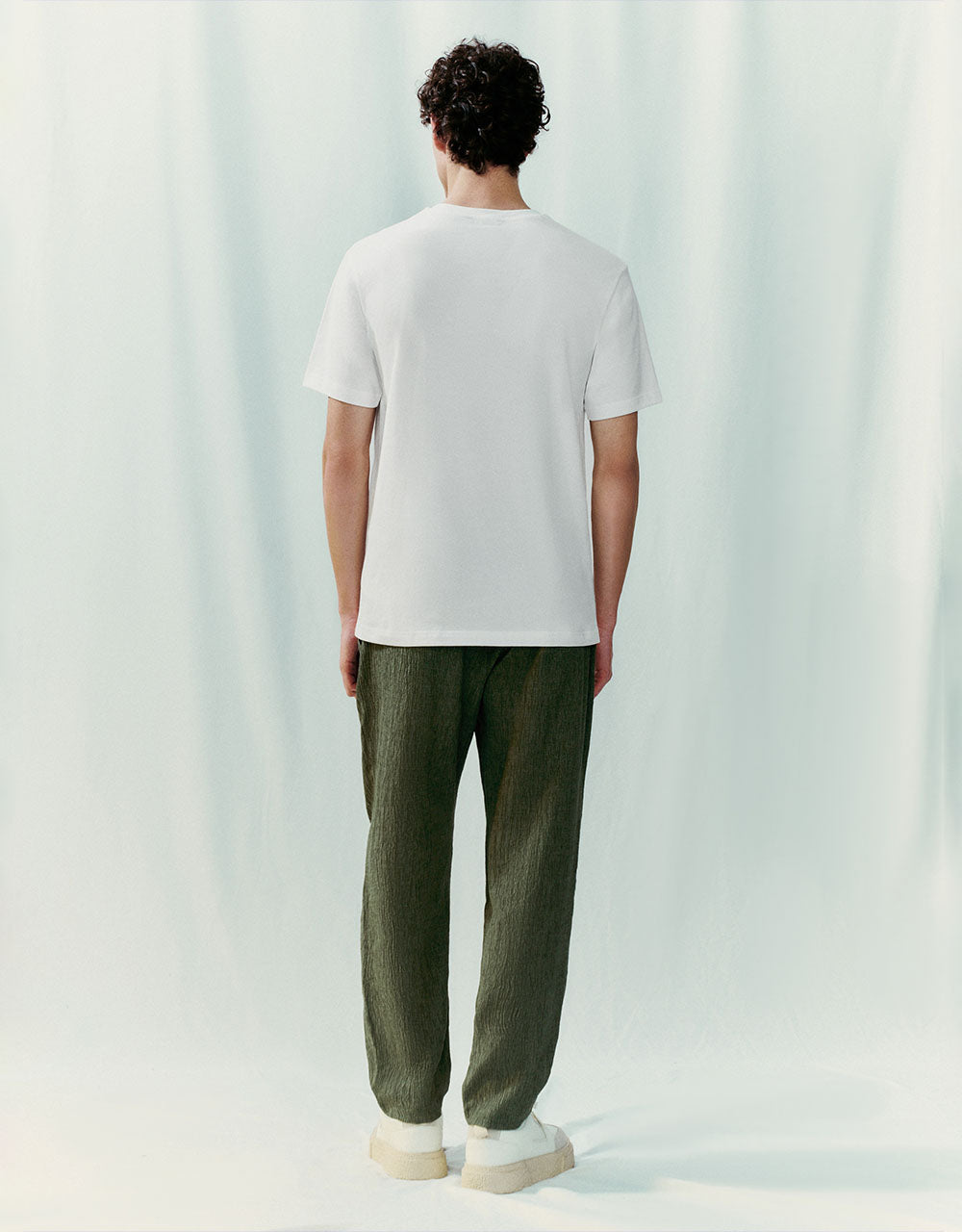 Elastic Waist Straight Pants