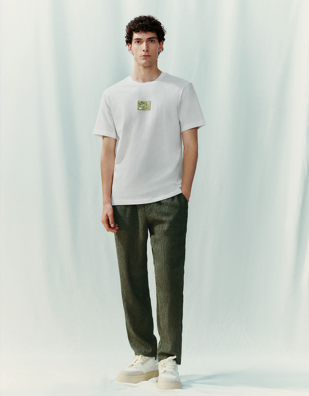 Elastic Waist Straight Pants