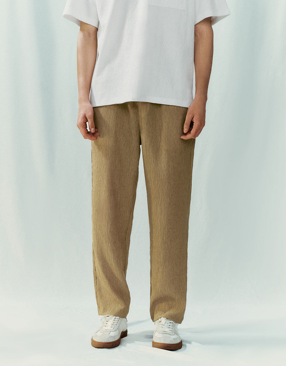 Elastic Waist Straight Pants