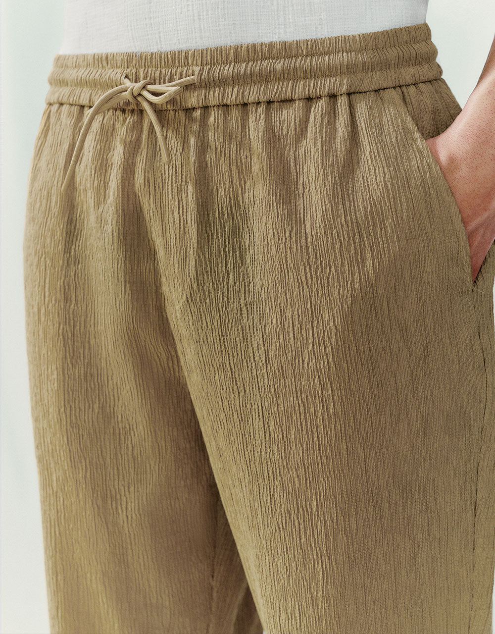 Elastic Waist Straight Pants