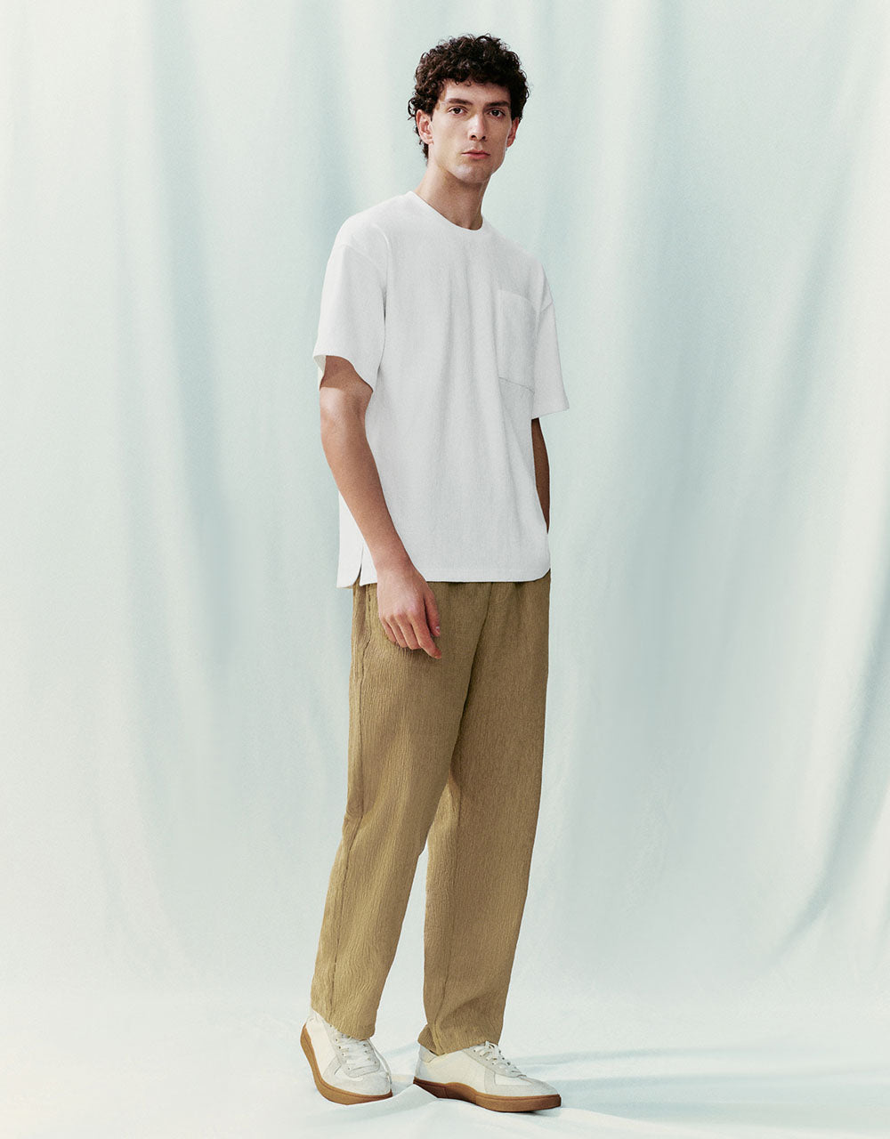 Elastic Waist Straight Pants