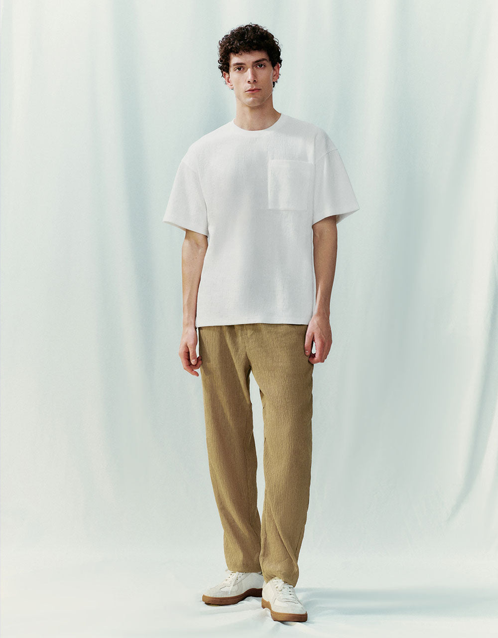 Elastic Waist Straight Pants