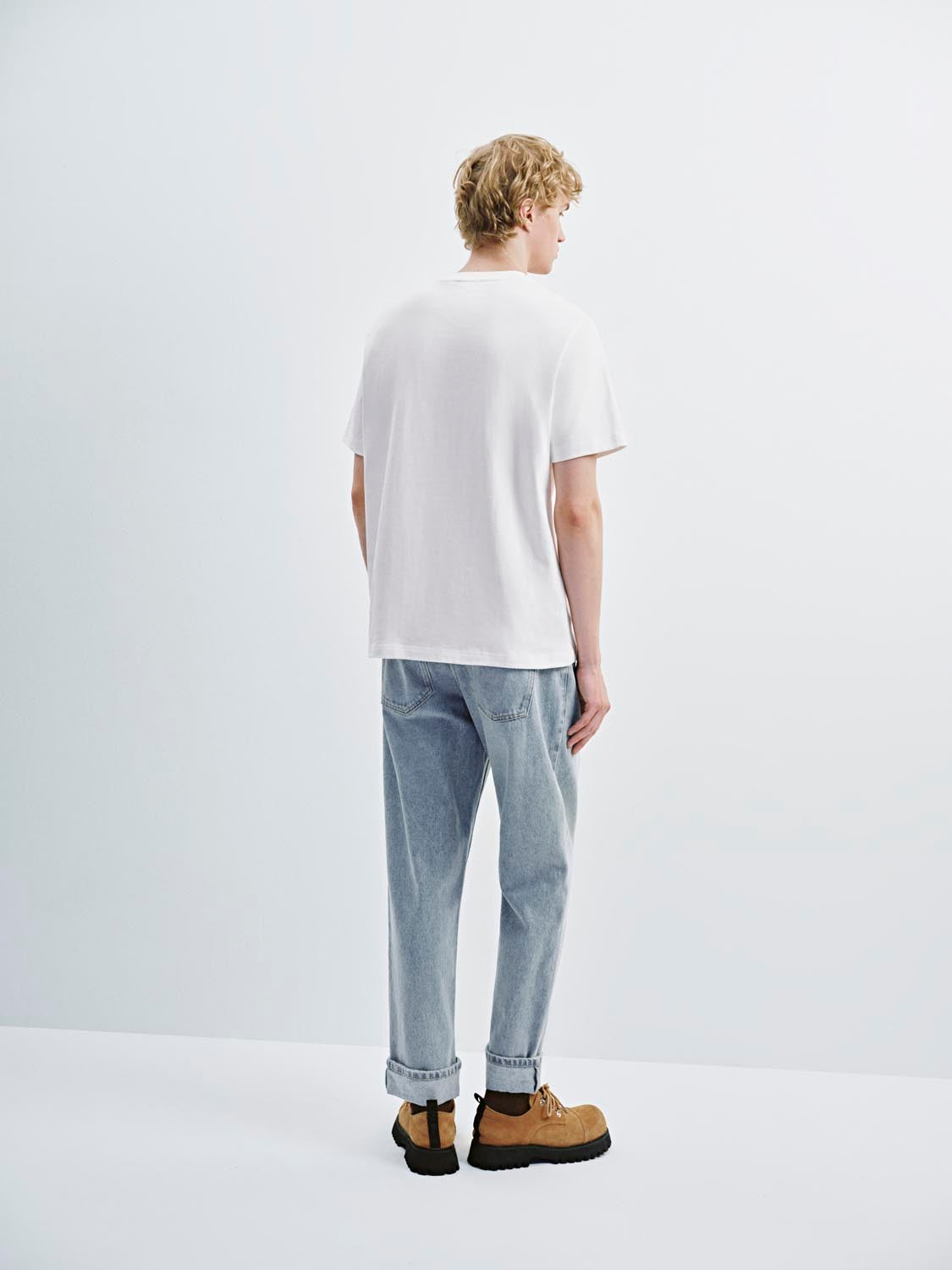 Cuffed Straight Leg Jeans