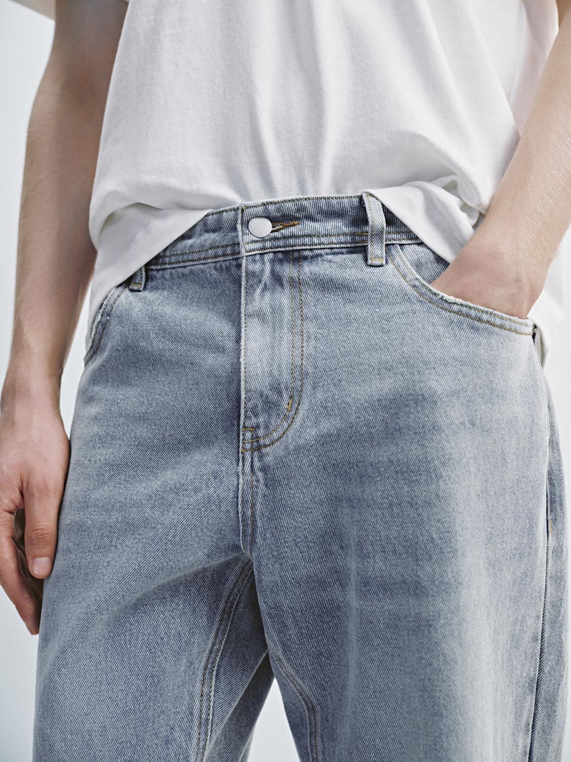 Cuffed Straight Leg Jeans