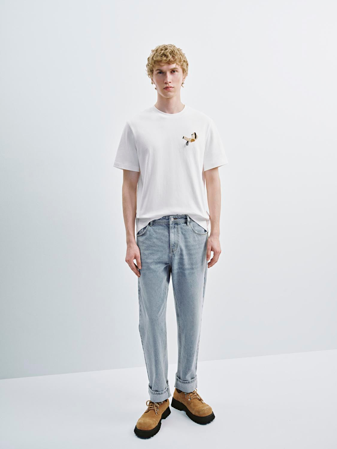 Cuffed Straight Leg Jeans