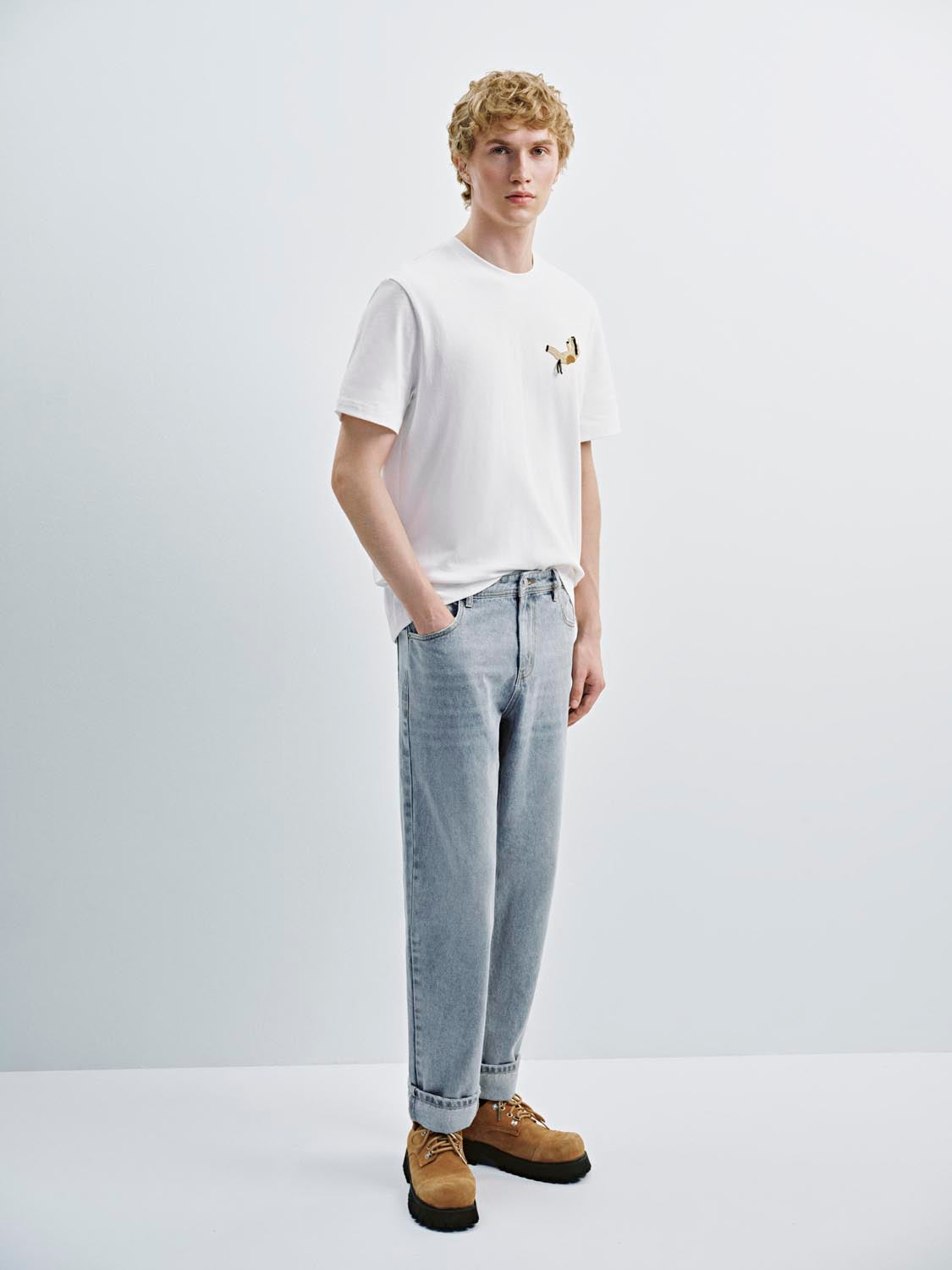 Cuffed Straight Leg Jeans