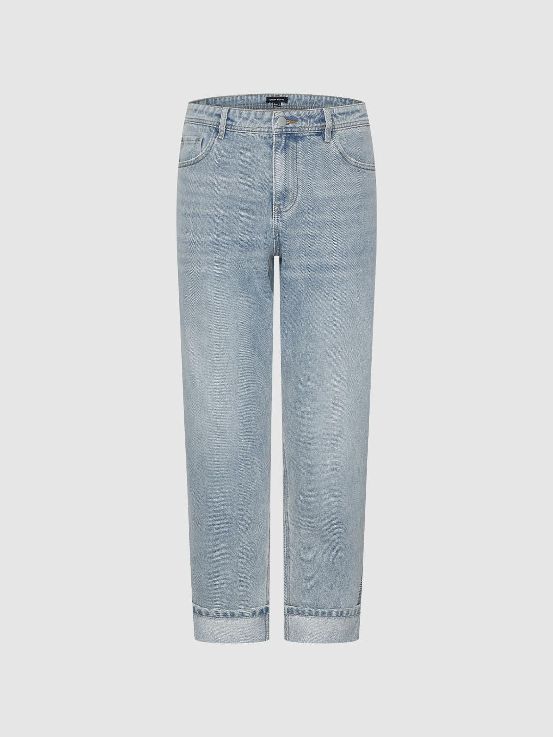 Cuffed Straight Leg Jeans
