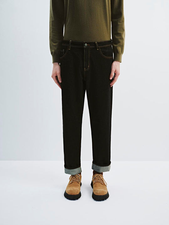 Cuffed Straight Leg Jeans