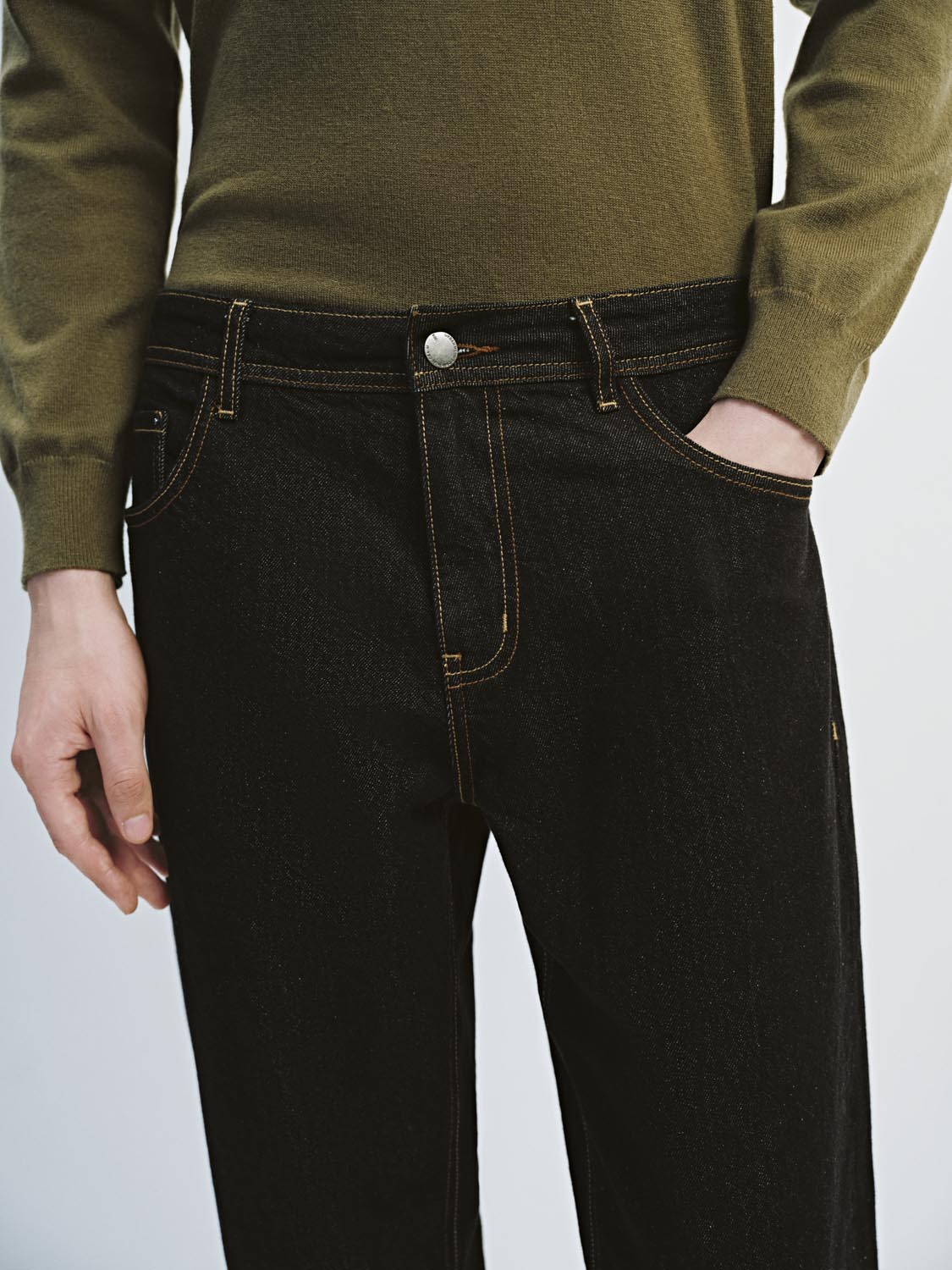 Cuffed Straight Leg Jeans