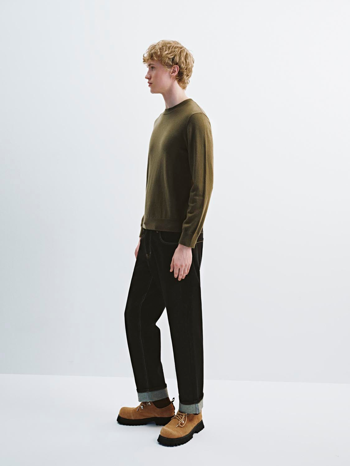 Cuffed Straight Leg Jeans