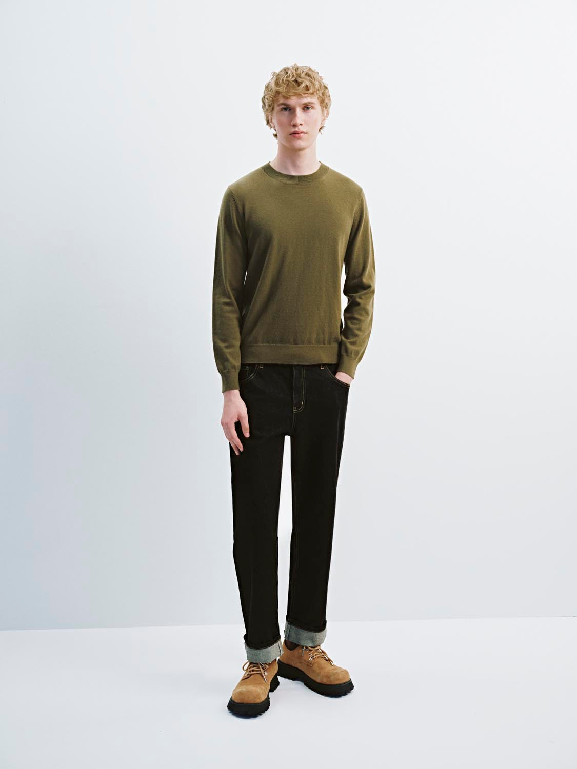 Cuffed Straight Leg Jeans