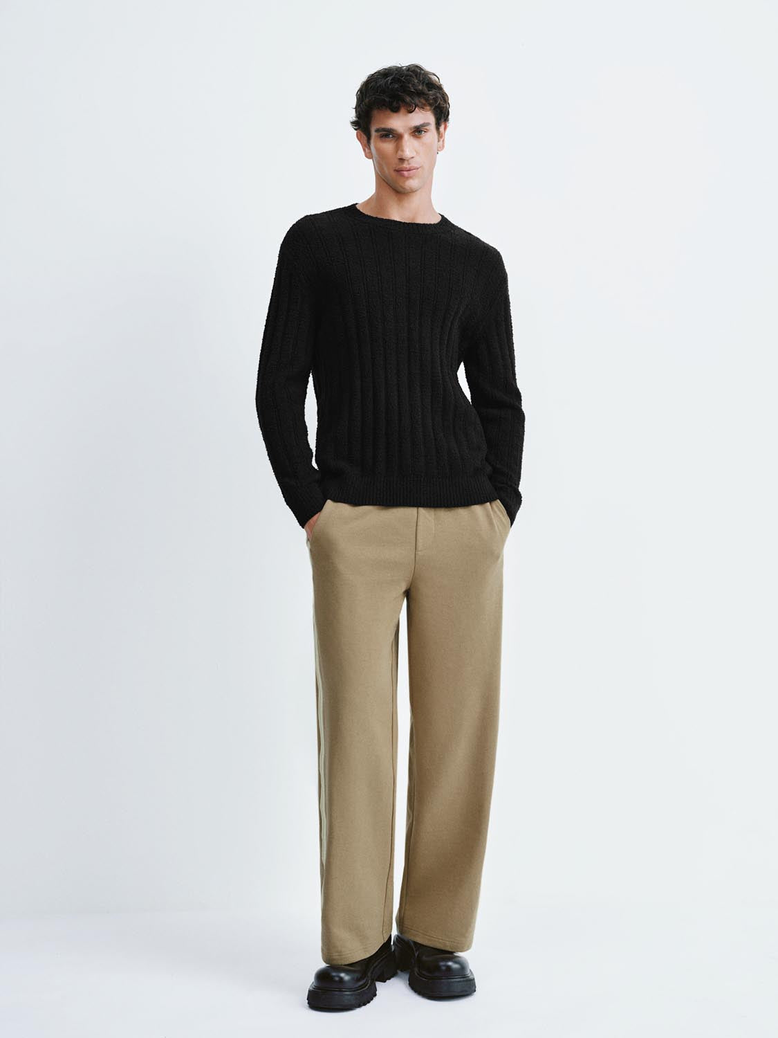 Ribbed Long Sleeve Knitted T-Shirts