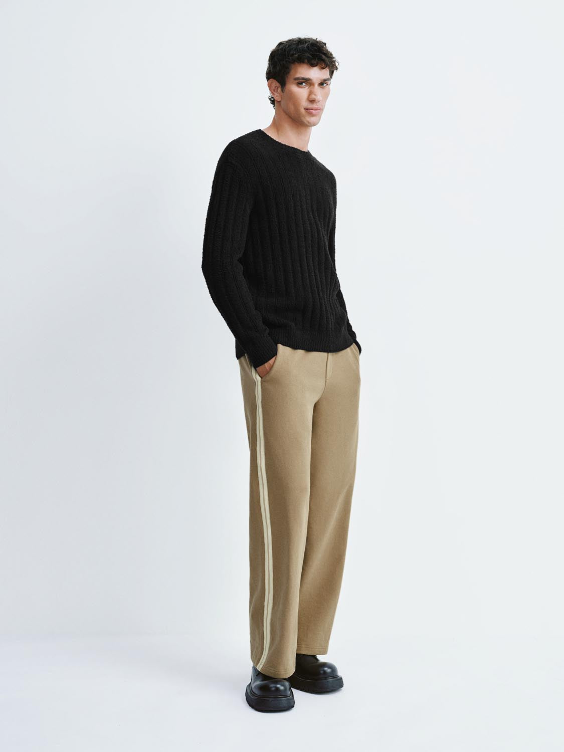 Ribbed Long Sleeve Knitted T-Shirts