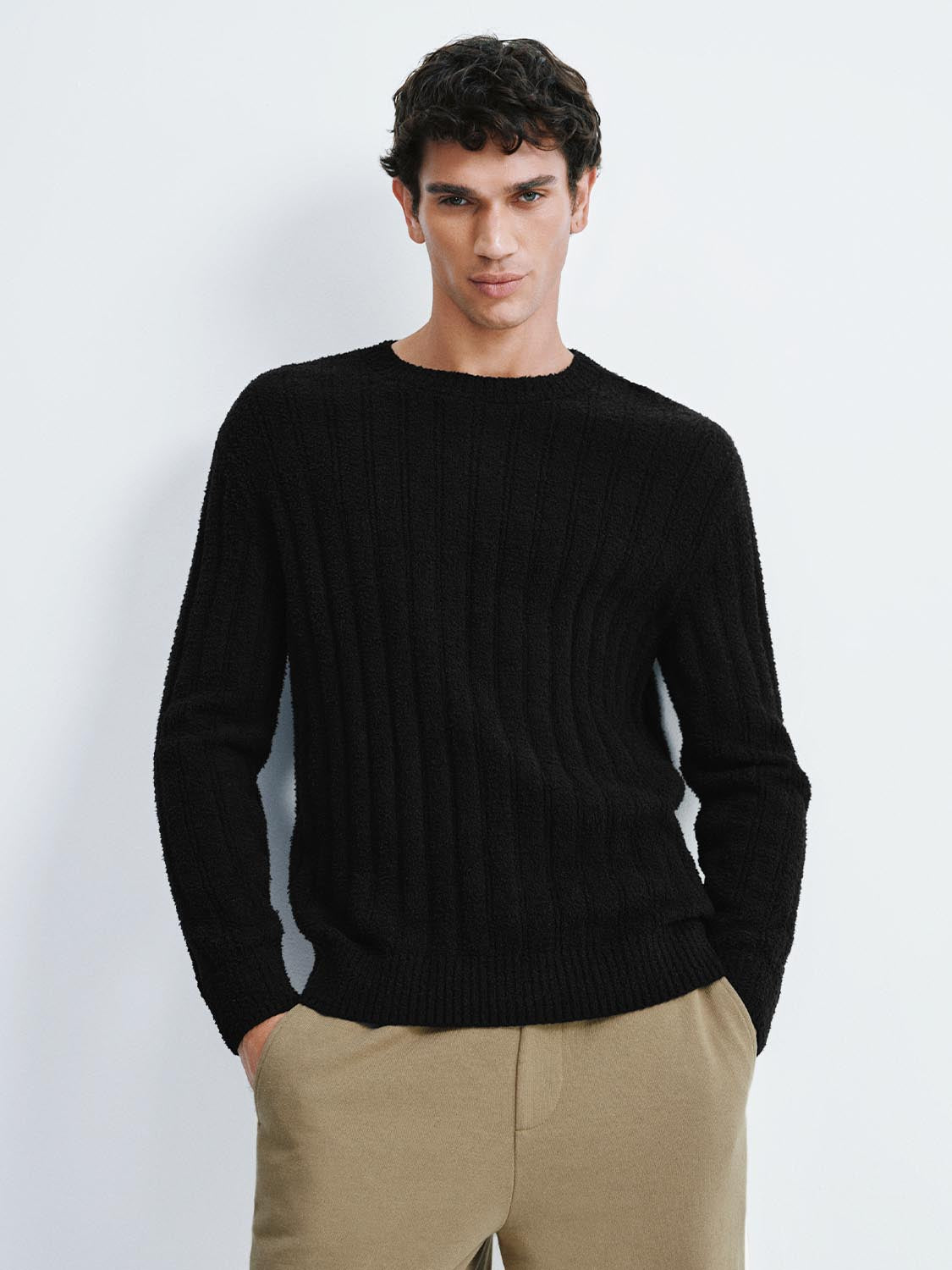 Ribbed Long Sleeve Knitted T-Shirts