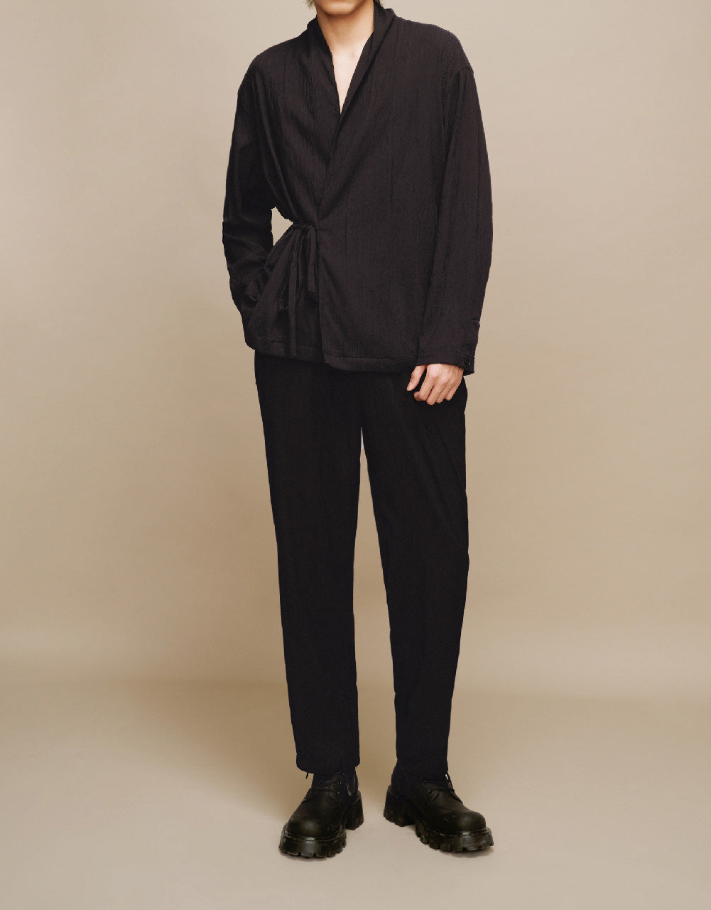 Tie Front Kimono Lapel Jacket