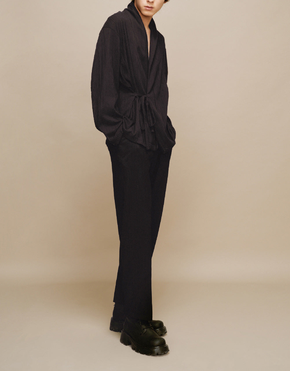 Tie Front Kimono Lapel Jacket