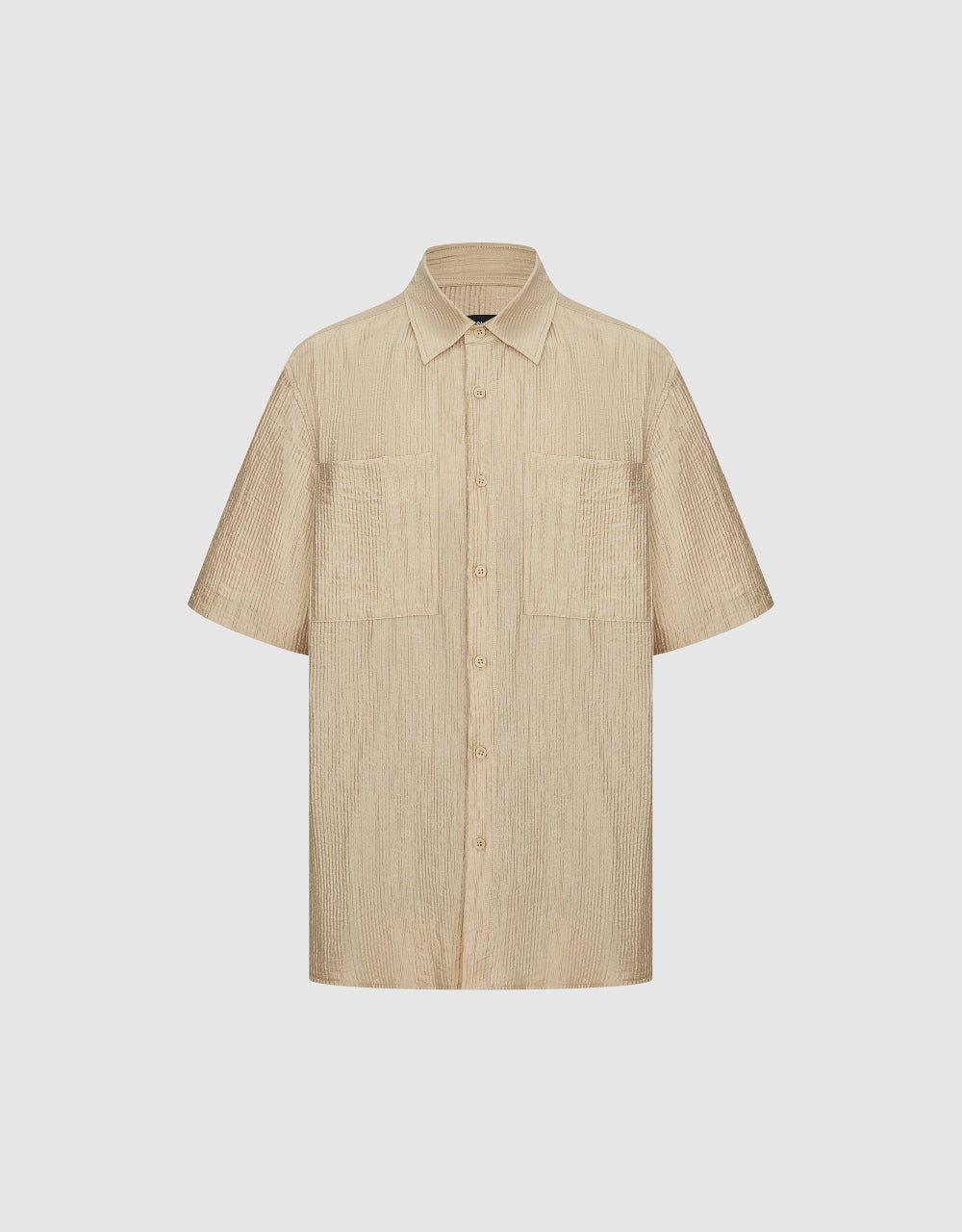 Textured Button Up Straight Shirt