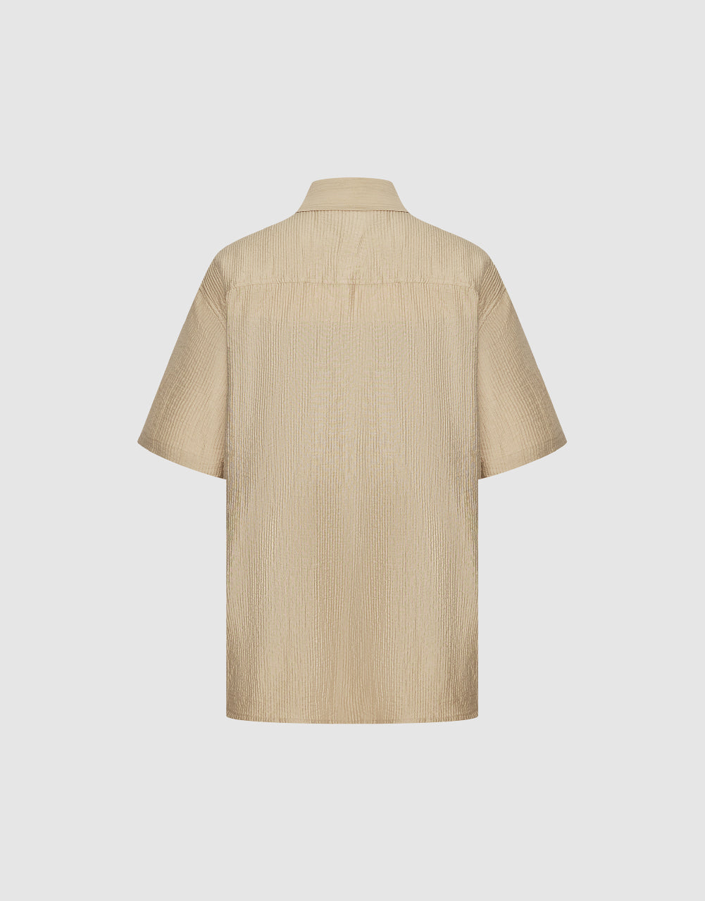 Textured Button Up Straight Shirt