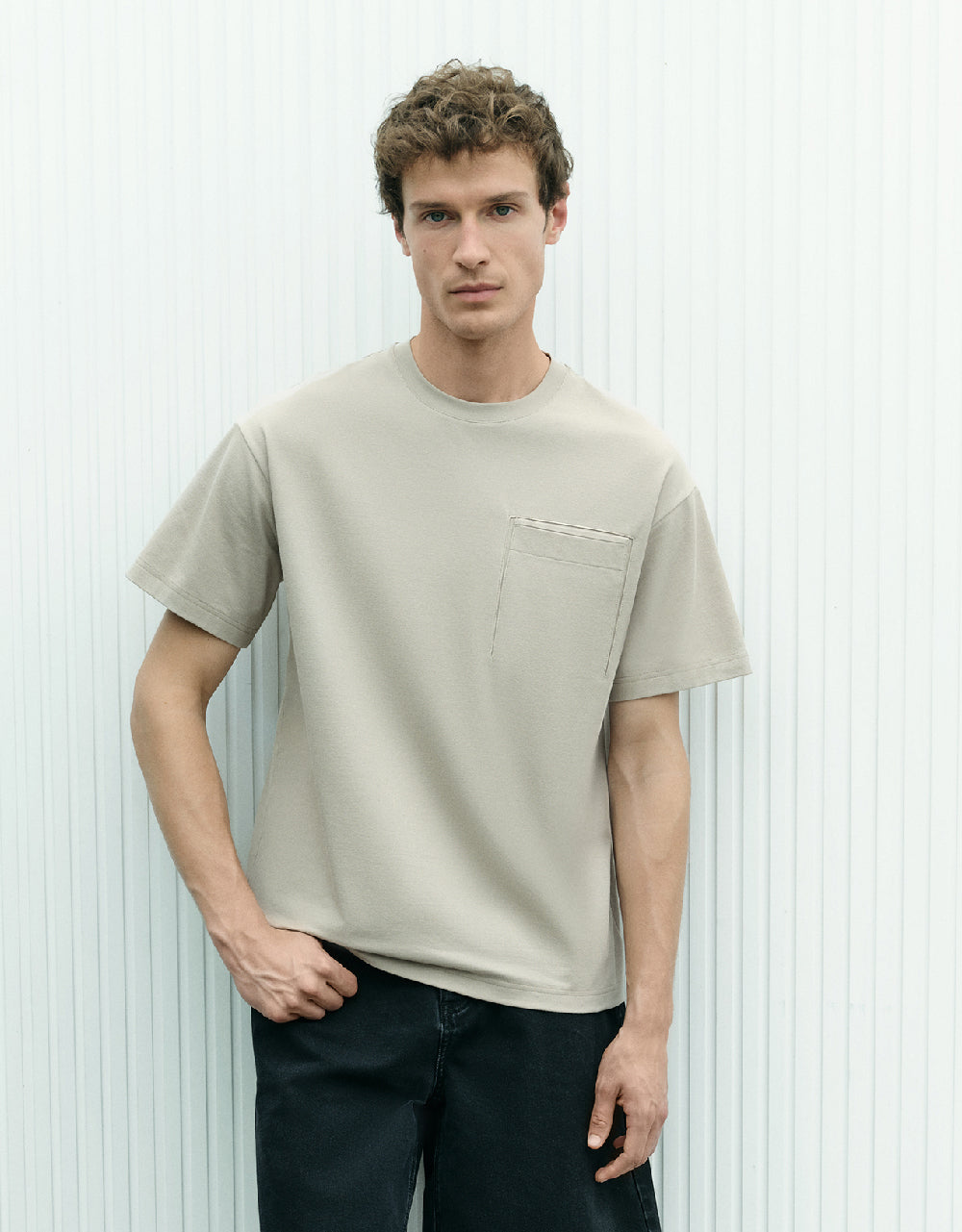 Pocket Detail Knitted Crew Neck T-Shirt