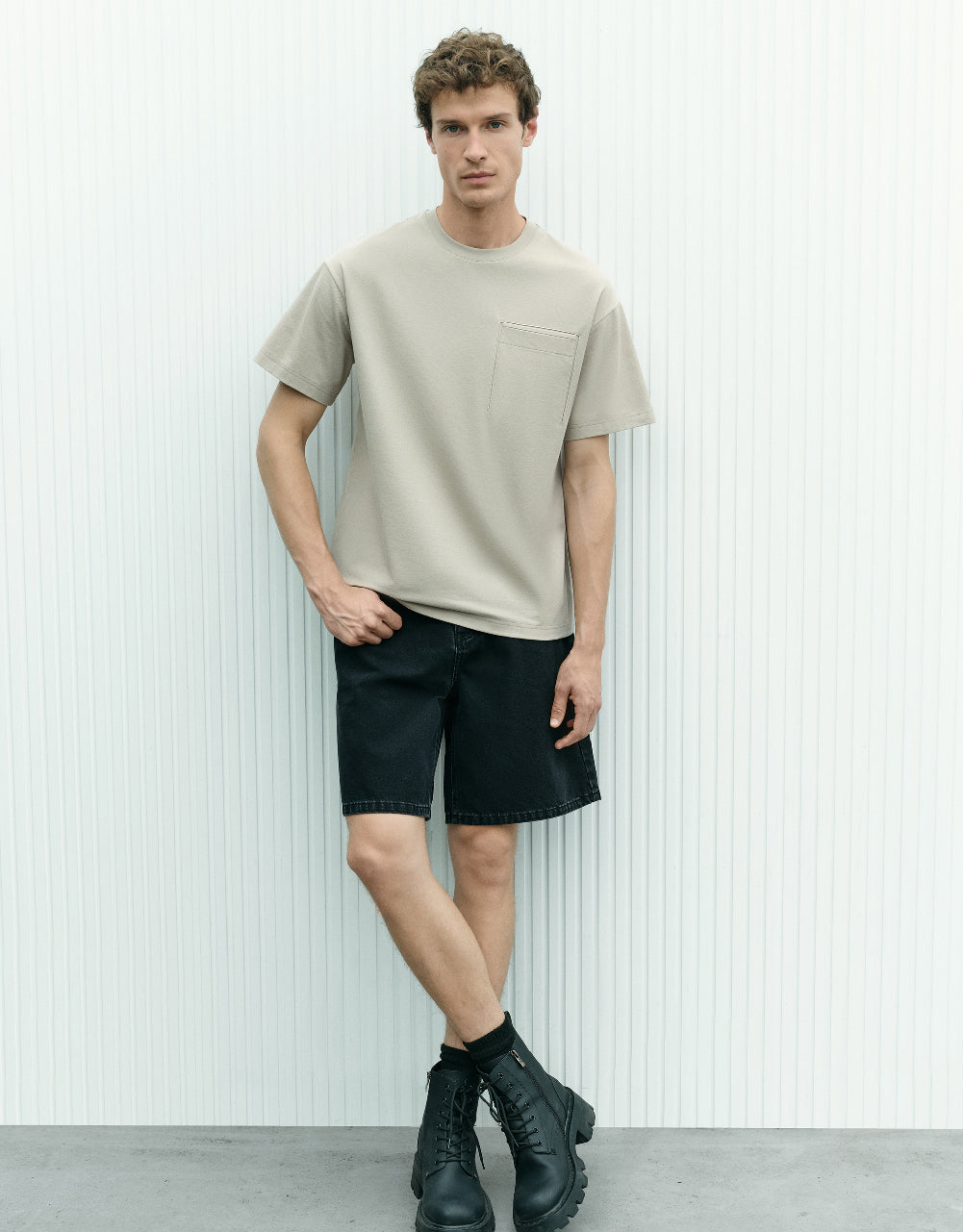 Pocket Detail Knitted Crew Neck T-Shirt