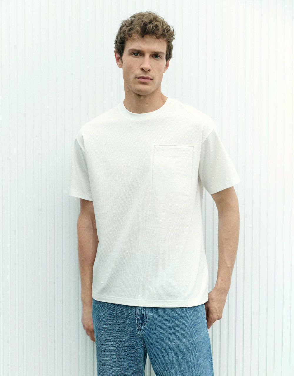 Pocket Detail Knitted Crew Neck T-Shirt